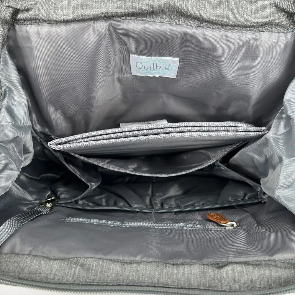 Gray 2-in-1 Diaper Bag Backpack | Adjustable Straps & Zip Closure
